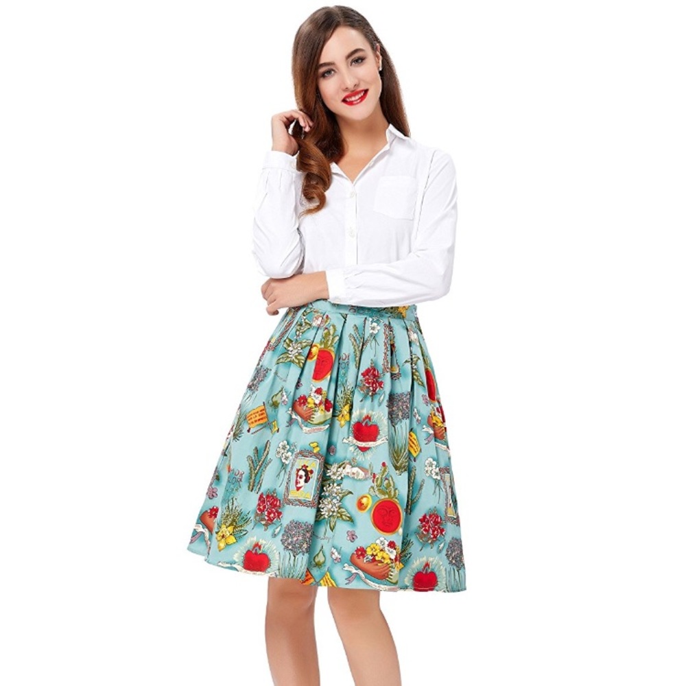 Women's A-line pleated Vintage skirt